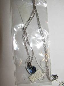lot 402 image: Light blue heart on silver chain NEW made with Swarovski elements