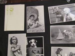 lot 383 image: Postcards with vintage photos kids & animals x 6 and 2 14 cent blank postcards