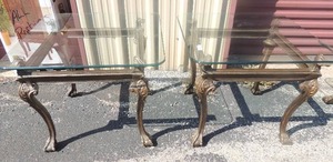 lot 277 image: 3 very nice frame  living room coffee tables,  2 side tables 28x28 x 22   glass tops