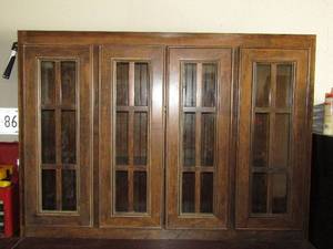 lot 3 image: Maple wood stained finish glass door china cabinet