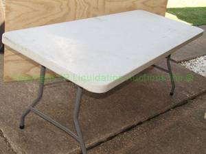 lot 12 image: Office Star plastic top folding table, 6 ft