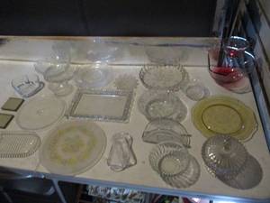 lot 42 image: Lot Of Glass Serving Trays, Bowls, Candy Dishes, And Others