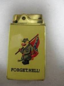lot 52 image: Vintage Supreme Musical Lighter- FORGET, HELL Flag Carrying Rebel Soldier-Japan