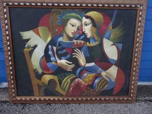 lot 29 image: Large Modern Art Might Be Radha Krishna