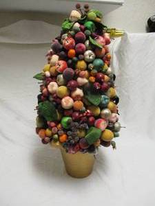 lot 54 image: Large Potted Artificial Multi Fruit Tree Centerpiece, About 37 High