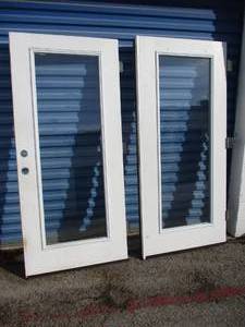 lot 66 image: 2-Unframed-Full View Glass Pane Doors.