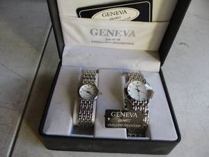 lot 81 image: 2-New In One Box-Geneva Excellent Collection Water Resistant His And Hers Watches.