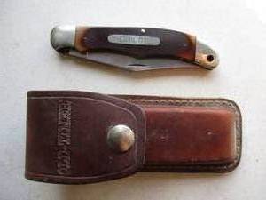 lot 98 image: VINTAGE-SCHRADE USA 125OT OLD TIMER LOCK BLADE KNIFE, 5-14- WITH ORIGINAL SHEATH