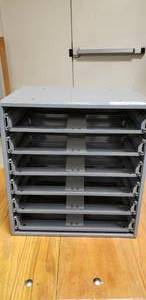 lot 32 image: 6-SMALL DRAWER CABINET, 15 14Wx11 34Dx16 38H, COLOR GRAY, WEIGHS 32#s