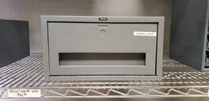 lot 38 image: TENNSCO STACKABLE STEEL WORKBENCH DRAWERDIVIDE & REMOVABLE TRAY, MOUNTED ON NYLON ROLLERS, PADLOCK HASP FOR LOCKING, 15Wx18Dx8.25H, COLOR GRAY