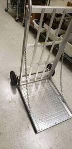 lot 169 image: ALUMINUM HANDTRUCK FRAME WITH FOLDOUT TRAY, 41 HEIGHT X 19 WIDTH, FOLDOUT TRAY-19Wx24L, USES 8 WHEEL WITH 58 B.B.