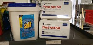 lot 224 image: All Laundry Powder Detergent, 2 First Aid Kits