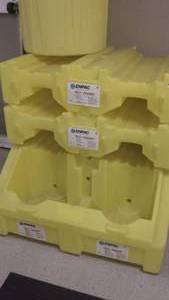 lot 122 image: POLY-RACKER2-55-GAL ( 1 TOTAL) AND  ENPAC 6002-YE POLY STACKER, 41Lx48 12Wx13H, 2400 LBS CAPACITY, WEIGHS 60LBS (2 TOTAL)