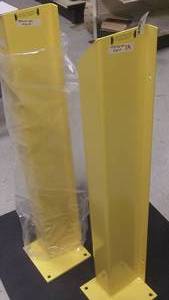 lot 105 image: DOOR TRACK PROTECTOR, 316 STEEL COLUMN, 916OUNTING HOLES, BASE 12 THICK STEEL, 58 MOUNTING HOLES, COLOR SAFETY YELLOW, 2 TOTAL