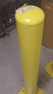 lot 109 image: STEEL BOLLARD 52Hx6DIAM, COLOR SAFETY YELLOW, MOUNTING BASE 10X10 WITH 4-34 DIAM BOLT HOLES
