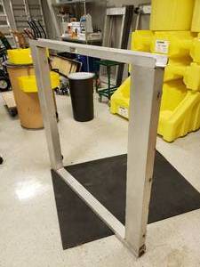 lot 151 image: TILT TYPE ALUMINUM PALLET DOLLY, 40Wx48L WITH CENTER SUPPORT CROSSBAR, 8-ROLLERS, 6000 LBS CAPACITY, 3 12 ROLLERSSEALED BEARINGS, WEIGHS 42LBS