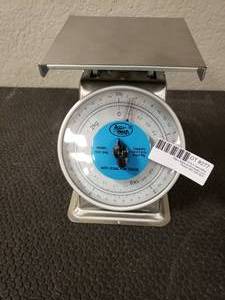 lot 277 image: UNIVERSAL DIAL SCALE, 5LB CAP X 12oz & 2kg X 0g, STAINLESS STEEL CONSTRUCTION