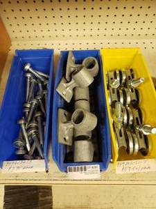 lot 290 image: Small door track wheels, pipe mounts, sliding Door sliders