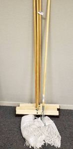 lot 172 image: BROOM AND MOP SET 3- 24 Brooms, Wide Band Mop with extra mop head