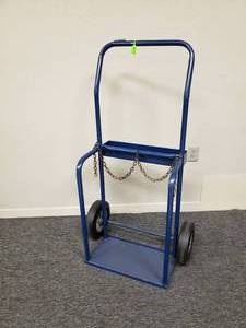 lot 148 image: CYLINDER TRUCK FRAME HOLDS (2) 9 CYLINDERS WTOOL TRAY AND SAFETY CHAINS, 58 AXLE FOR 2-10 WHEELS 2 14OF HUB(58BB), BLUE