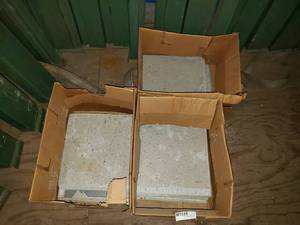 lot 327 image: 12in Square Linoleum Pieces, Double Sided Pattern (80-100 Sq Ft Total)