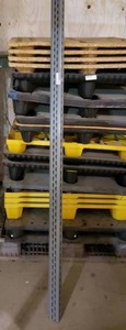 lot 333 image: PALLET OF GRAY SHELVING PARTS, mixed lots of shelving 24 X 36 X 1 AND SHELF CLIPS