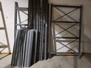 lot 339 image: GREY SHELVING H84 X D48 X W84, 3 SHELVES AND 2 EXTRA SIDE LEGS