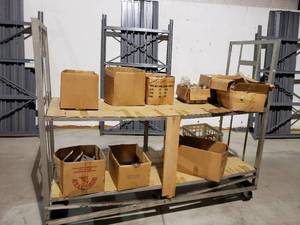 lot 343 image: ROLLING 5 WHEEL CART WITH 2 SHELVES W80 X D28 X H66 (Cart Only)