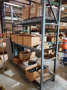 lot 721 image: Grey Metal Shelving W96 x D24 x H74 ( 3 Shelves) Shelving Only