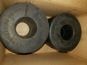 lot 669 image: Solid 5 x 3 78 Rubber Wheels, No Bearings, 1 Cracked and Zipp Mounting Bags