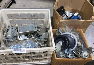lot 344 image: MISC CASTER PARTS AND WHEELS, 3 - 8 CASTER PARTS, RIGID AND SWIVEL