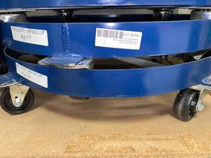lot 459 image: 55 GALLON DRUM DOLLY WITH 4-SWIVEL 3 POLYO PLATE CASTERS, TROPIC BLUE (2 TOTAL)
