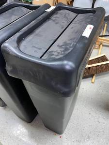 lot 557 image: 23 GALLON SLIM JIM WASTE CONTAINER, 20Wx11Dx30H, BLACK ( 2 TOTAL)