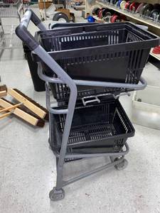 lot 558 image: EZ CART NICKEL PLATED CHROME, 22Lx12.75Wx41H, SUPPORTS UP TO 200#s, ROLLS ON 4 NON-MARKING WHEELS