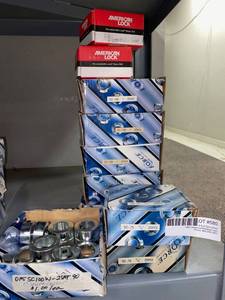 lot 580 image: 2 American Trailer Locks, 2 Boxes 34 Collars, 5 Boxes 1 Collars