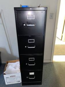 lot 596 image: Black 4- Drawer File Cabinet