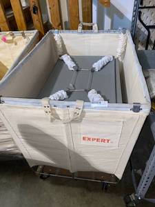 lot 619 image: SANITARY HAMPERTRUCK WITH SPRING LOADED BOTTOM  W28 x D40 approx.