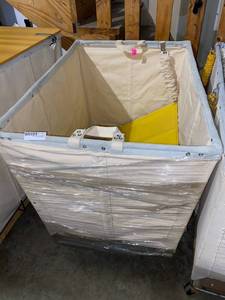 lot 620 image: SANITARY HAMPERTRUCK WITH SPRING LOADED BOTTOM  W27 x D39 approx.