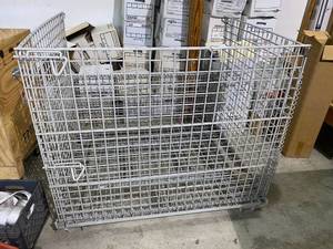lot 626 image: SENIOR WIRE BASKET OD 40x48x36, ID 38x46x30, 2X2 MESH HEAVY DUTY, 12 DROP GATE ON ONE SIDE, 4000 LB CAPACITY, GALVANIZED FINISH