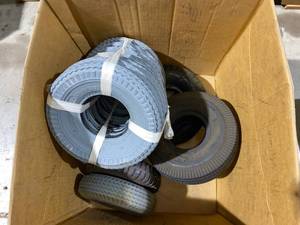 lot 641 image: Mixed Lot of Tires , No Tubes, New Pack of Gray 2.802.50-4  ( 10 Tires Total)
