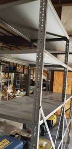 lot 845 image: Gray Metal Shelving with 6 Shelves W36 x D24 x H96 Approx.  (Lot 845 and 846 and bolted together)