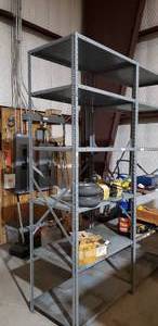 lot 846 image: Gray Metal Shelving with 6 Shelves W36 x D24 x H96 Approx. ( Lot 845 and 846 and bolted together)