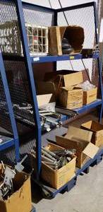 lot 860 image: Contents of blue bins only Misc alunimum dolly parts