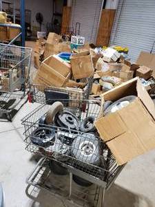 lot 875 image: misc lot of scrap and carts some items are still in useable Shopping carts included on this lot