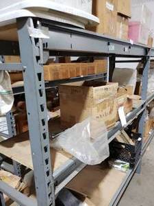 lot 813 image: Gray Metal Shelving W61 x D24 H60 Approx. with Wood Shelves