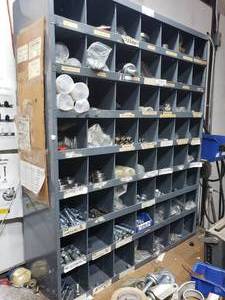 lot 799 image: metal parts cabinet and bottom 3 rows of parts