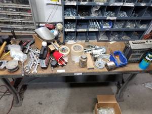 lot 803 image: Loose contents on work bench (Parts bins and bench not included)