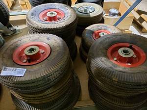 lot 360 image: CASTER WHEEL HUB TUBE TIRE 4.10 X 3.50-4 (14 TOTAL)