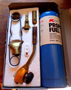 lot 7 image: Vintage K-Mart Propane kit in metal case. All original