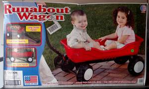 lot 35 image: UNUSED - AMERICAN PLASTIC TOY RUNABOUT WAGON - NIB